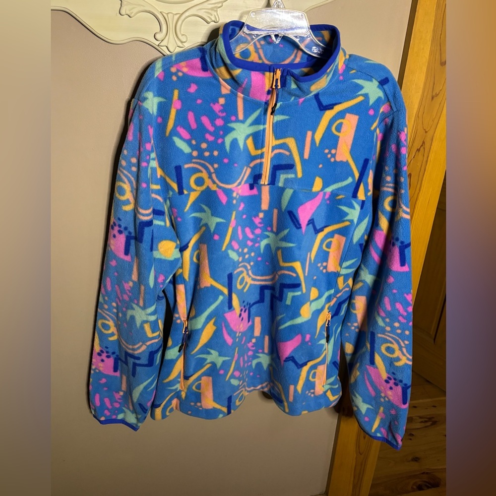 Chubbies Abstract Print Low Pile Fleece 1/4 Zip -The Apres Party XXL Unisex NWT